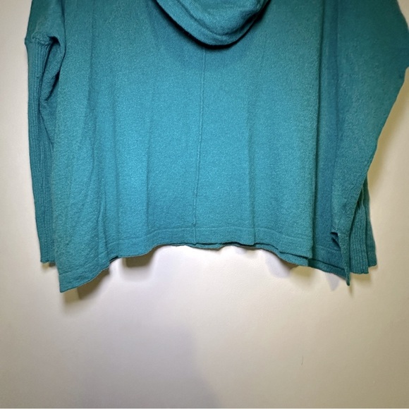 Madison Teal Cowl Neck Ribbed Sleeves Wool Blend Sweater Size Large Casual - Picture 3 of 8